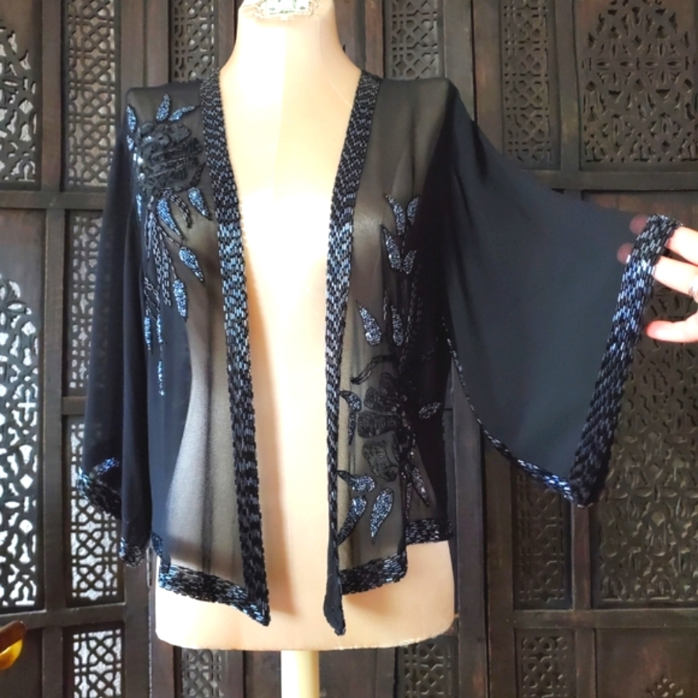 Sheer Beaded Drapers & Damons Petites Jacket